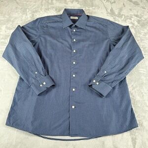 Eton Contemporary Brighton Dress Shirt Mens 46 18 XXL Blue Preppy Business